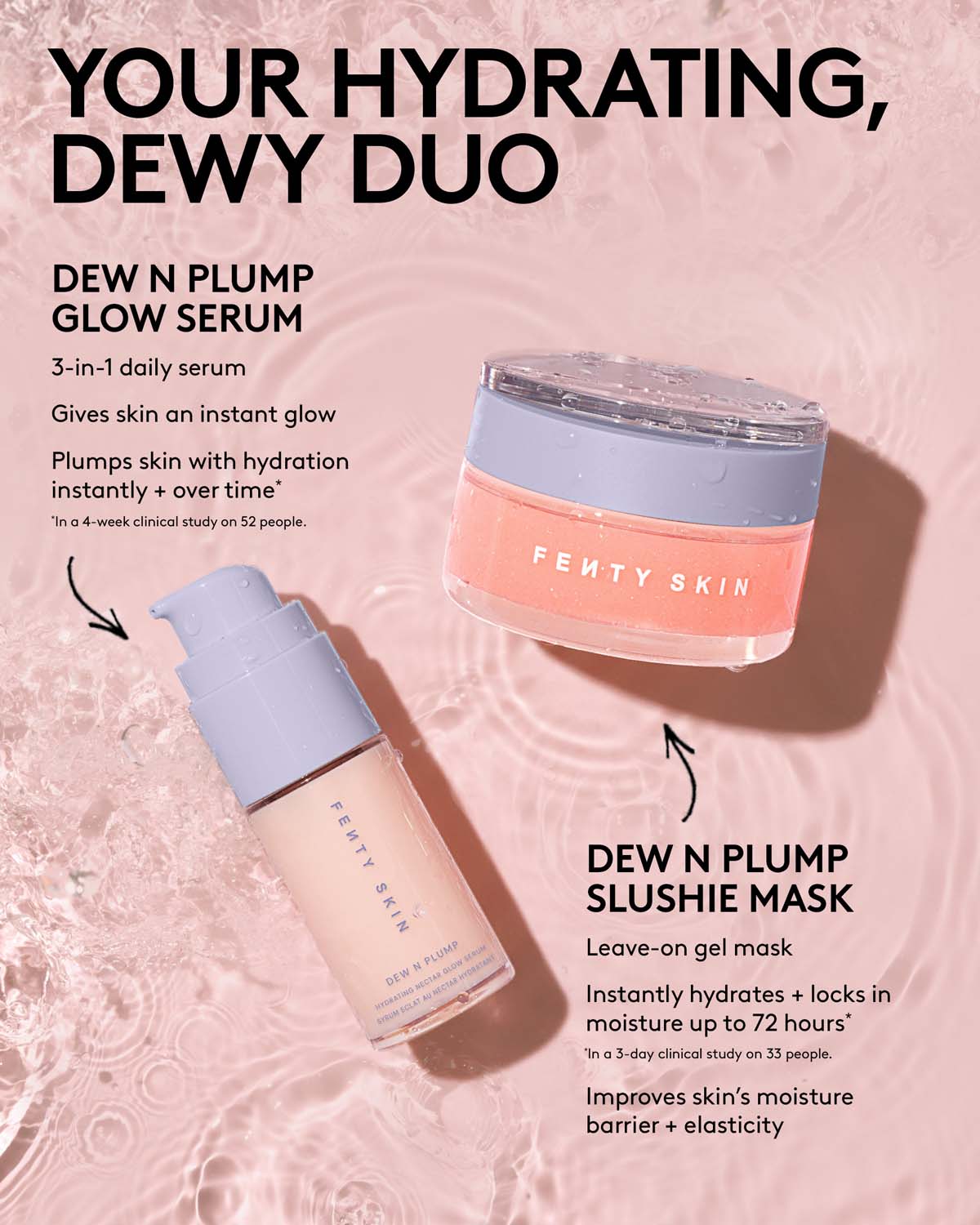 Dew N Plump Trio: Dew N Plump Face Mist, Serum + Slushie Mask